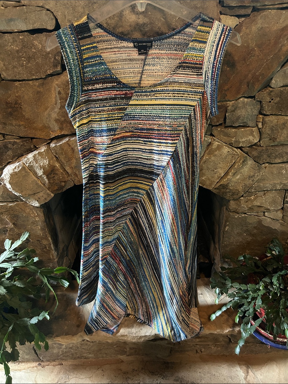 New directions Multicolor Striped Sleeveless Knit Tank Dress; Lightweight; PS
